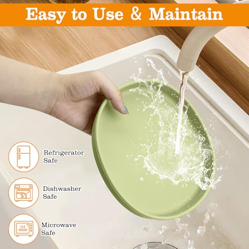 Silicone Dog Food Plate Shallow Dog Bowl Flat Cat Dish Small Puppy Plates for Small Dogs and Cats Whisker Fatigue Pet Feeding Bowls for Dry and Wet Food (Light Brown) - color: 2 Pcs - (Green)