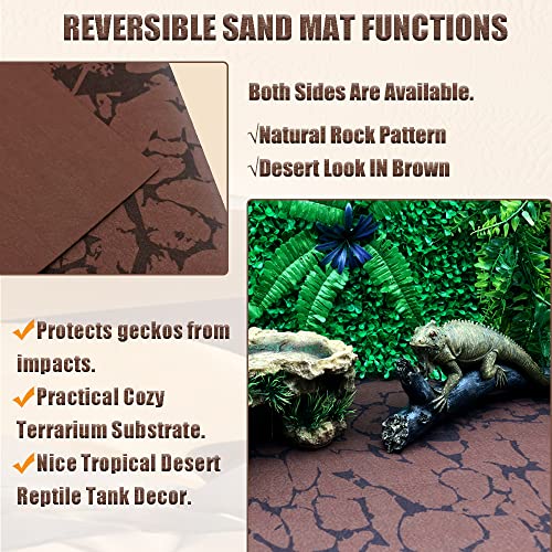 Tfwadmx Reptile Carpet Sand Mat for Bearded Dragon Terrarium Substrate Liner Brown Reversible Lizard Bedding Mats for Cage Leopard Gecko Tortoise Turtle Snake Chameleon with Tweezer 20"x 39"(1 Pcs) - size: L:19.7"x39.3"(1Pcs)