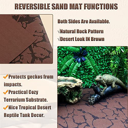 Tfwadmx Reptile Carpet Sand Mat for Bearded Dragon Terrarium Substrate Liner Brown Reversible Lizard Bedding Mats for Cage Leopard Gecko Tortoise Turtle Snake Chameleon with Tweezer 20"x 39"(1 Pcs) - size: L:19.7"x39.3"(1Pcs)