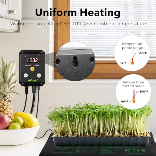 BN-LINK Seedling Heat Mat Heating Pad 48" x 20.75" with Digital Thermostat Controller Combo Set Waterproof for Indoor Seed Starting and Plant Germination - size: 48" x 20.75" & Thermostat