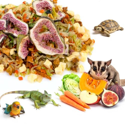 RAINFLOW High Calcium Dried Fruit & Vegetable - Birds & Small Pet Food Mix for Sugar Glider, Bird, Hamster, Parrot Treats Blend, Calcium Supplement for Bearded Dragon, Guinea Pig, Rabbit & More