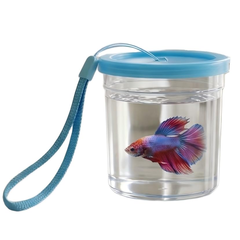 ljhnba Portable Small Pet Container - Clear Plastic Travel Tank for Betta Fish, Jellyfish, Turtles, Spiders, Lizards with Removable Lid, Easy Clean Habitat or Carrier