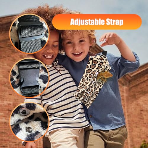 Portable Bearded Dragon Carrier with Leash and Harness Set, Beardie Carrier, Lizard Adjustable Harness with Leather Wings and Sling Bag, Reptile Small Pet Travel Cage - color: Pink