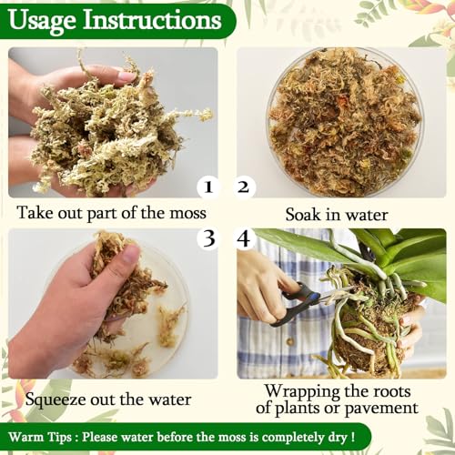 Legigo 3.3lb Natural Sphagnum Moss for Plants, 60QT Long Fiber Orchid Moss Potting Mix, Dried Sphagnum Moss for Plants Indoor, Orchid Repotting, Succulent, Carnivorous Plants, Terrarium and Reptiles - size: 3.3lb