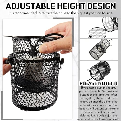 VIHOSE Retractable Reptile Heat Lamp Holder, Ceramic Heat Emitter Lamp-Cage with Adjustable Anti-Scald Mesh Cage Heating Lamp Stand for Pet Amphibian Snake Lizard Frog Chick, Without Bulb(White) - color: White