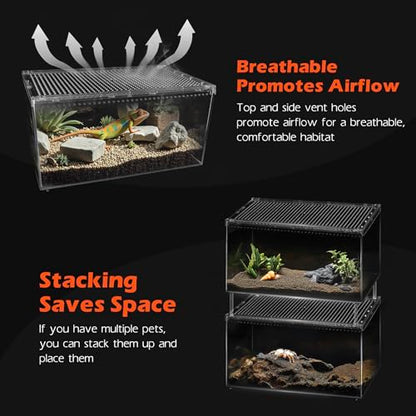 AZV Escape Proof Tarantula Enclosure,Polycarbonate Hermit Crabs Tank Large | Reptile Cage with Magnetic Lid,Ventilated Spider Terrarium,360° Clear View,Easy Clean Isopod Habitat for Gecko,Frogs,Insects - size: Large(11.81*7.87*5.90inch)