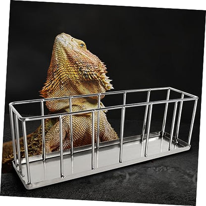 Happyyami Stainless Steel Reptile Feeding Dish for Tortoise Lizard and Gecko Food Holder Water Bowl for Pet Care Rust-Resistant Design for Long-Term Use