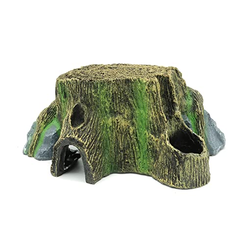 JIHAQUA Resin Large Turtle Tank Accessories Reptile Hideouts Cave Habitat Decor for Gecko Leopard Lizards Toad