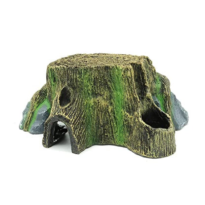 JIHAQUA Resin Large Turtle Tank Accessories Reptile Hideouts Cave Habitat Decor for Gecko Leopard Lizards Toad