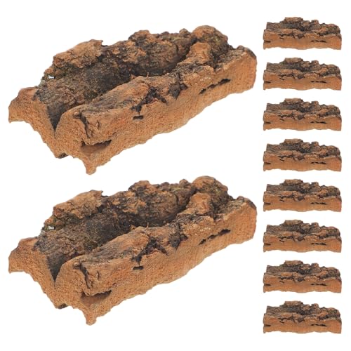 10pcs Reptiles & Amphibians Tank Background, 4x2 Natural Cork Bark Pieces for Moss Growing, Terrarium Shelters for Frog, Turtle, Spider, Terrarium Decors