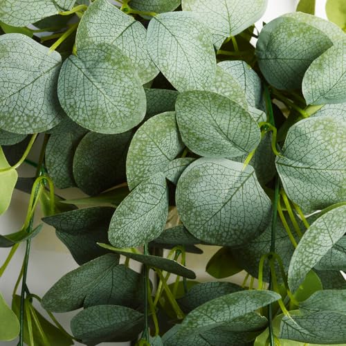2pcs Artificial Hanging Plants Fake Eucalyptus Hanging Plant Artificial Greenery Vine Outdoor Plastic Plants (2, Green)