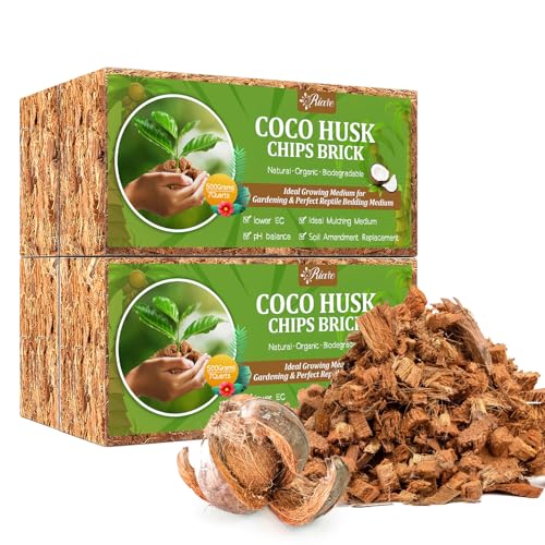 Riare 4 Pack Coco Chips Substrate for Plants- 4.4lb 100% Organic Coconut Husk Brick with Low EC and pH Balanced, High Expansion Coconut Substrate Coco Husk Mulch for Garden Flowers, Herbs, Planting - color: 4 Pack