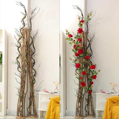 71"Faux Bendable Tree Branches Moss Grapevines Twig Garland Halloween Decor | Twisting Artificial Greenery Woody Plants Stems Trunk for Arch Fireplace Wall Hanging Garden Jungle Theme Reptile Decoration