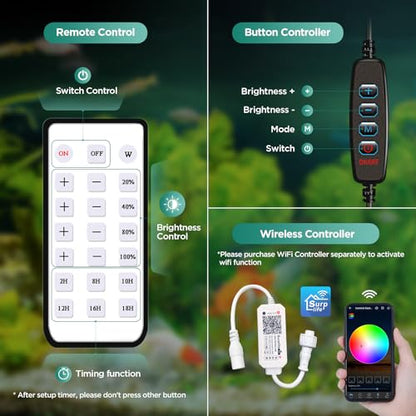 Lominie Aquarium Plant Light 26W Freshwater LED Aquarium Light Full Spectrum with Remote Control for Refugium Shrimp Tropical Fish Tank - color: Freshwater P30