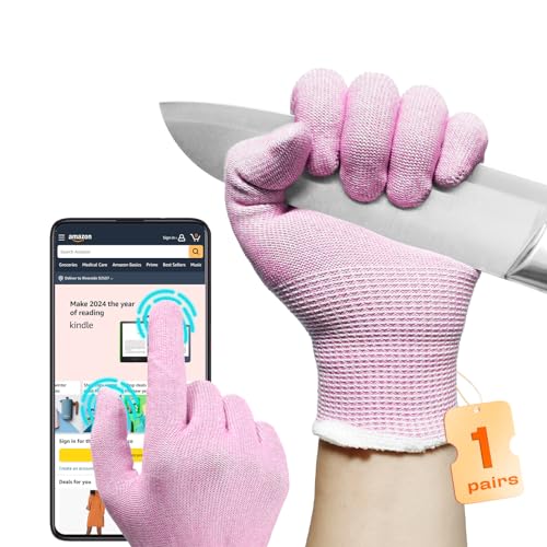 JDL ANSI A6 Cut-Resistant Gloves for Women, Food Grade, Knife Protection, Glass Handling, Superior Comfort & Lightweight, Pink, Medium - color: Pink, size: Medium