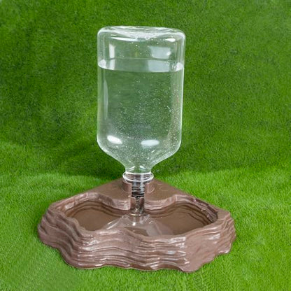 17oz Terrarium Tank Reptile Food Feeders Bowl, Water Feeder Automatic Water Dispenser Waterer Feeding Accessories, for Geckos Lizards Turtle Bearded Dragons (Brown) - color: Brown