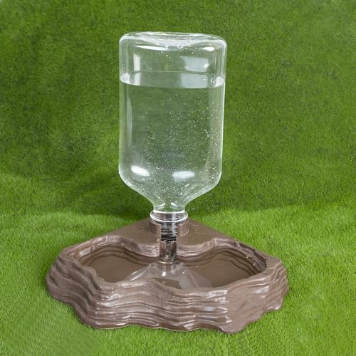 17oz Terrarium Tank Reptile Food Feeders Bowl, Water Feeder Automatic Water Dispenser Waterer Feeding Accessories, for Geckos Lizards Turtle Bearded Dragons (Brown) - color: Brown
