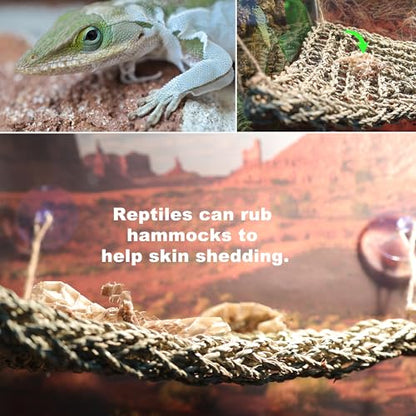Bearded Dragon Hammock Lizard Tank Accessories Reptile Lounger Amphibian Habitat Décor for Chameleon, Geckos, Snakes, Hermit Crab, Lguana Reptiles, Tortoises - size: 16"+16"