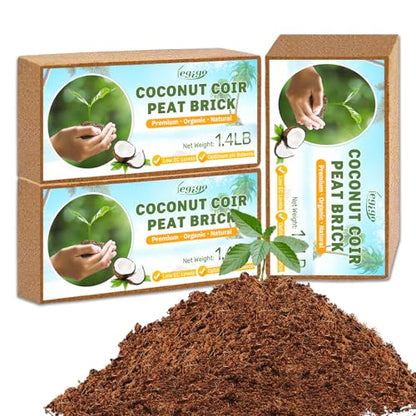 Legigo Pack of 3 Organic Coco Coir Bricks- 100% Natural Compressed Coco Peat Brick Coconut Fiber Substrate with Low EC& pH Balance, Coir Plant Soil Enhance Root Growth for Herbs, Flowers, House Plants - color: Pack of 3