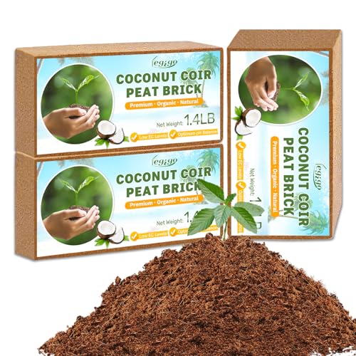 Legigo Pack of 3 Organic Coco Coir Bricks- 100% Natural Compressed Coco Peat Brick Coconut Fiber Substrate with Low EC& pH Balance, Coir Plant Soil Enhance Root Growth for Herbs, Flowers, House Plants - color: Pack of 3