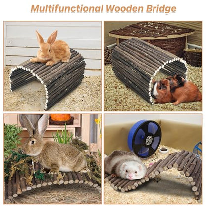 PINVNBY 2 PCS Extra Large Wooden Bunny Ladder Bridge-20 x 11.8 inches, Rabbits Hideout House Tunnel, Rodents Chew Toys for Guinea Pig Chinchillas Hedgehogs Ferrets Rat - size: 2 PCS, L ( 20 X 11.8 inches )
