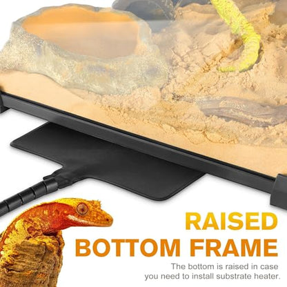 12"x12"x12" Reptile Terrarium, Escape-Proof Glass Full-View Vivarium for Tropical Invertebrates Such as Hermit Crabs, with Escape-Proof Lock & Feeding Hatch - size: 12"D X 12"W X 12"H