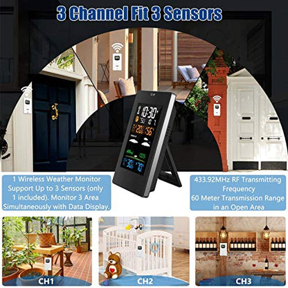 Wireless Weather Station Indoor Outdoor Weather Forecaster Sensor Digital Thermometer Hygrometer Monitor Moon Phase