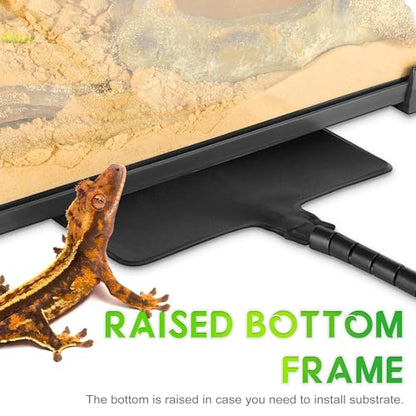 12"x12"x12" Reptile Terrarium, Double-Door Glass Terrestrial Vivarium for Tropical Amphibians Such as Pacman Frogs, with Lock, Cable Port & Waterproof Deep Base Below Front Doors