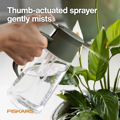 Fiskars 2-in-1 Mist & Pour Watering Can, Space Saving Glass Plant Mister with Thumb Pump Sprayer and Spout for Indoor Plants, Boost Humidity & Soak Roots of Houseplants, 17 oz, Modern Décor Style - size: Mist/Pour Combo