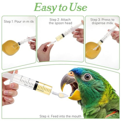 Baby Bird Feeding Syringe, Reusable Manual Bird Feeding Syringe with Spoon Tip and Soft Tube for Milk, Water, Liquid Food, Parrot, Small Pet
