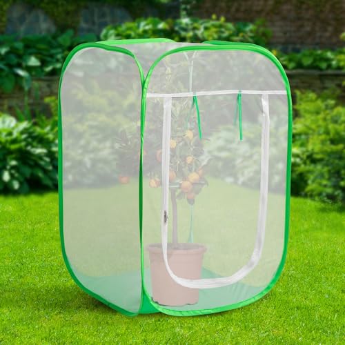 24" x 24" x 36" Pop Up Garden Mesh Plant Cover, Plant Protectors Mesh Plant Enclosure, Garden Net Cage Pest Protection Guard Tent with Storage Bag for Protect Plant Vegetable Fruit from Birds Insects - color: 24 X 24 X 36 Inch