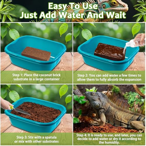 Riare 1 Pack Natural Coconut Fiber Substrate for Reptile- Premium Compressed Coconut Husk Terrarium Bedding for Reptile, Tortoise, Frogs, Snakes Hermit Crabs, Burrowing Animals - color: 1 pack