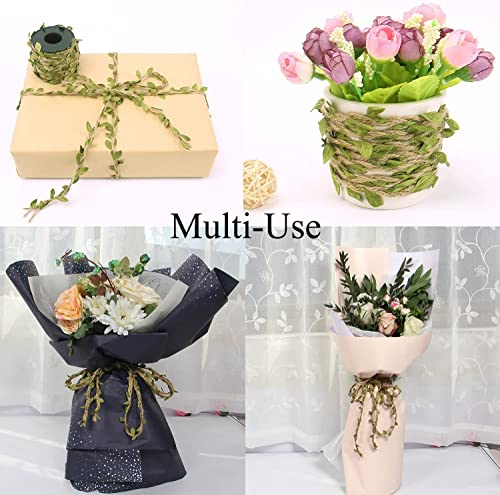 Artificial Vine Natural Hemp Rope Burlap Leaf Ribbon for Jungle Safari Birthday Party Decorations (66FT) - size: 66FT
