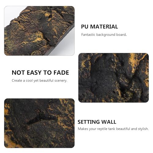 3D Reptile Tank Background Board Pu Material Textured Decorative Panel for Turtle Terrarium Environment with Yellow Rock Pattern Suitable for Turtle and Reptile Tanks