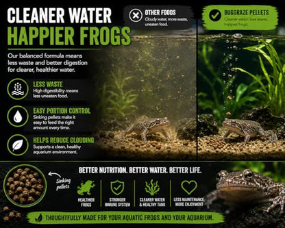 African Dwarf Frog Food – High Protein Sinking Pellets for Aquatic Frogs – Natural Insect-Based Diet – BugGraze 3oz