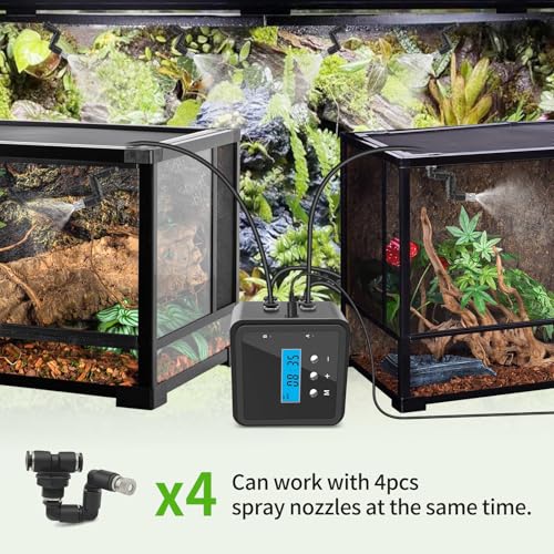Reptile Mister System with Timer & Dual Pump | 360° Adjustable Nozzles for Terrariums, Paludariums & Plants