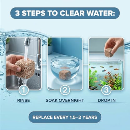 EcoBio-Block Natural Volcanic Rock for Aquarium Water Clarity & Balance — Low-Maintenance Alternative to Weekly Additives — for Freshwater Fish, Turtles, Shrimp & Frogs (Nano 2-Pack, 0.8-1.5 gal ea.) - size: 2 Pack, style: Nano