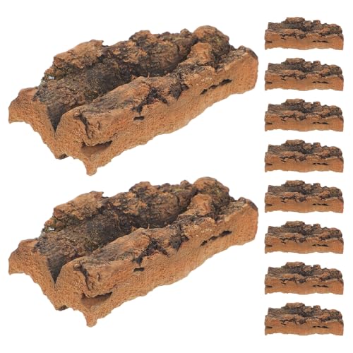 10pcs Natural Cork Bark Flats for Reptiles, Easy Installation Terrarium Bark Hides with Enhanced Climbing Structure, for Turtle and Lizard Reptile Tank Background