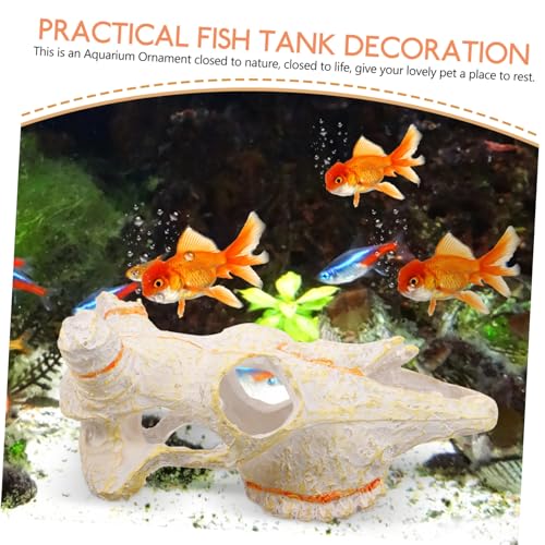 Toddmomy Reptile Skull Hideout for Aquarium Decor Lifelike Resin Decoration for Fish Tanks Terrariums and for Reptiles and Fish