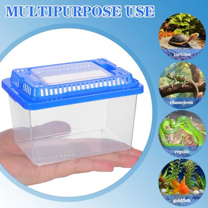 Gatuida Turtle Carrier Fish Tank Portable Fish Tank with Lid Clear Plastic Transport Box for Turtles Reptiles Home Breeding Easy Carry Handle for Safe Travel