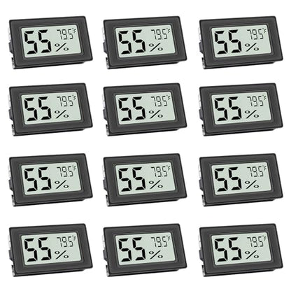 12 Pack Mini Digital Hygrometer with High-Precision Sensor, Temperature and Humidity Monitor for Home, Humidors, Accurate Indoor Humidity Gauge (℉) for Greenhouse