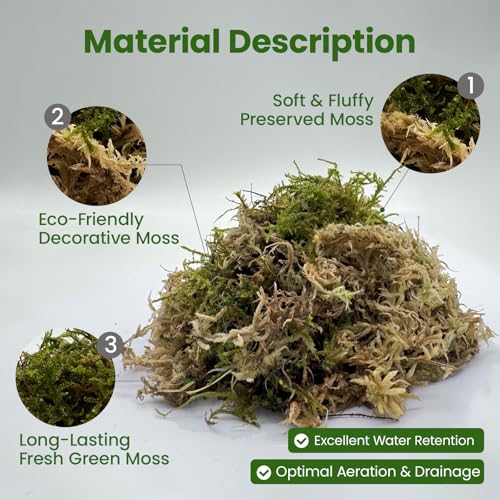 Dried Forest Moss for Plant Care, Sphagnum Potting Moss Suitable for Orchids, Carnivorous Plants, Succulents, Garden Blooms & Reptile Habitats (7 OZ) - style: 7 OZ