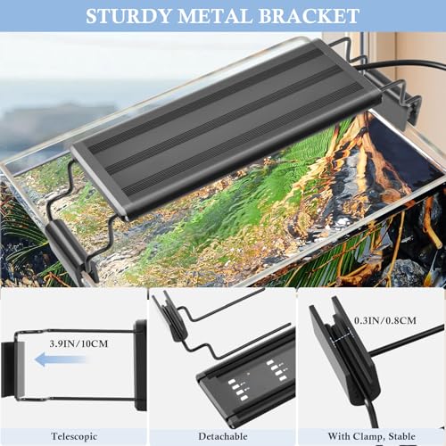 FEDOUR USB Mini Aquarium LED Light, Full Spectrum Aquarium Light with Extendable Brackets, Adjustable Aquarium Plant Light with External Controller, for Freshwater Tank (11-16in) - style: 11-16in