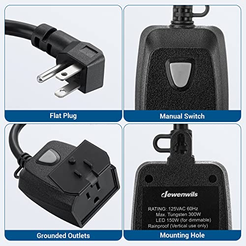 DEWENWILS Outdoor Dimmer for String Lights, Remote Dimmer Switch, Weatherproof Dimmer Plug, 100FT Range, Compatible with Dimmable LED/Tungsten Bulbs - style: Black Dimmer
