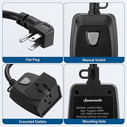 DEWENWILS Outdoor Dimmer for String Lights, Remote Dimmer Switch, Weatherproof Dimmer Plug, 100FT Range, Compatible with Dimmable LED/Tungsten Bulbs - style: Black Dimmer
