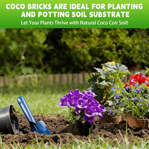 Coco Coir Bricks - Compressed Coconut Fiber Substrate for Plants, Gardening, Potting Mix. Low EC & Balanced pH Natural Growth Medium for Seed Starting, Herbs, and Gardening (2 PCS) - size: 2 PCS