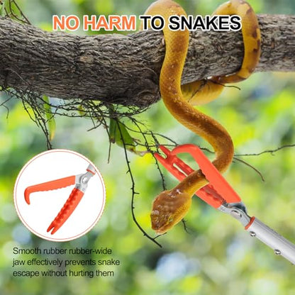 Kalkal Snake Grabber Tool, 60” Professional Aluminum Alloy Telescopic Rattle Snake Tongs, Reptile Grabber Snake Catcher Wide Jaw Handling Tool with Lock - size: 60 inch