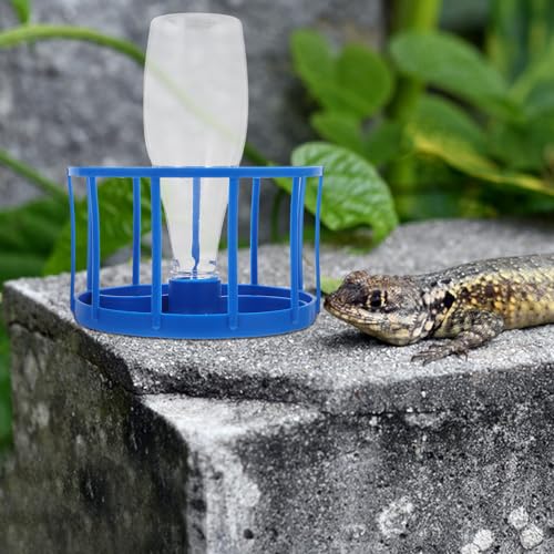 Toddmomy Automatic Reptile Water and Food Dish Bowl, Dark Blue Dual-Function Feeding Tray for Tortoises, Lizards, and Terrarium Pets with Large Capacity Water Reservoir