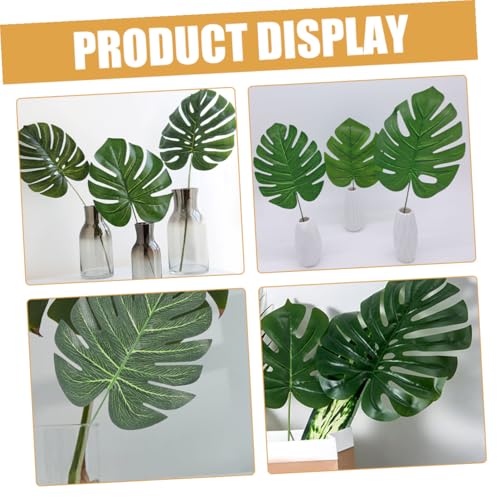 12pcs Artificial Monstera Leaves Fake Tropical Greenery Decorative Faux Foliage with Stems for Indoor Outdoor Home and Party Wall Decoration