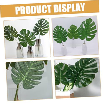 12pcs Artificial Monstera Leaves Fake Tropical Greenery Decorative Faux Foliage with Stems for Indoor Outdoor Home and Party Wall Decoration
